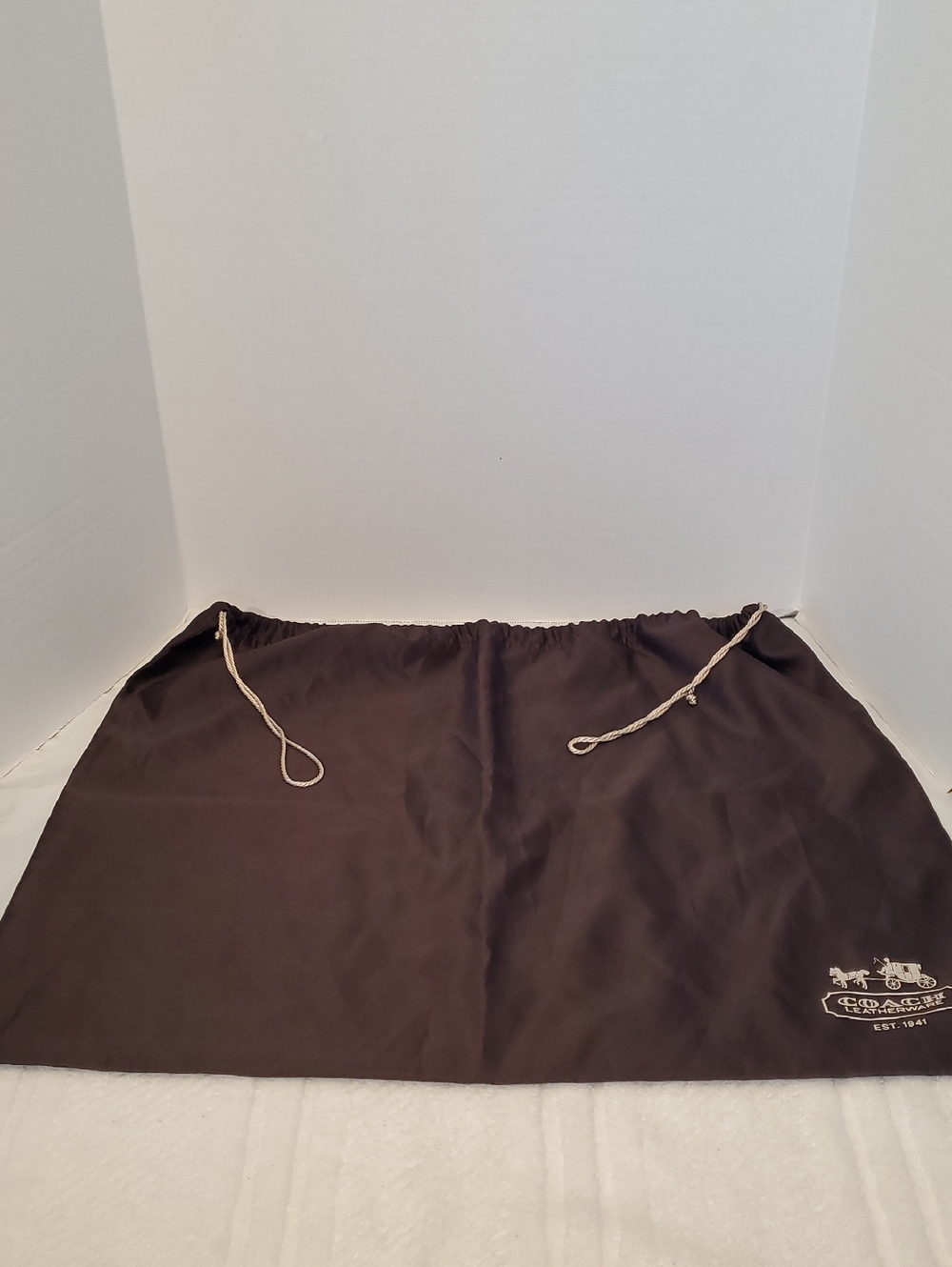 Coach Brown Dust Drawstring Pouch with Beige Ties